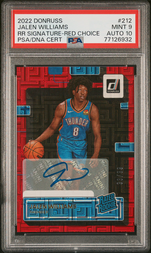 2022 Panini Donruss Jalen Williams #212 RR Signature Red Choice /99 PSA 9