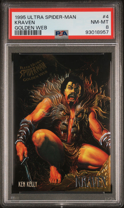 1995 Ultra Spider-Man Golden Web Kraven #4 PSA 8