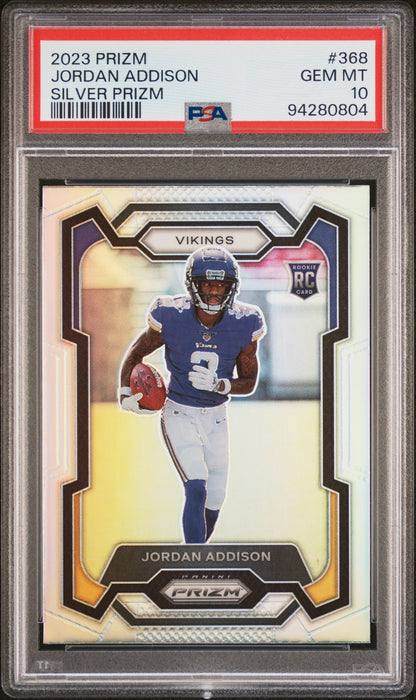 2023 Panini Prizm Jordan Addison #368 Silver Rookie PSA 10