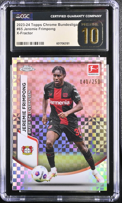 2023-24 Topps Chrome Bundesliga Jeremie Frimpong #65 X-Fractor /250 CGC 10