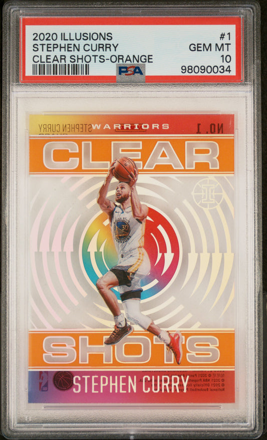 2020 Panini Illusions Clear Shots Stephen Curry #1 Orange PSA 10