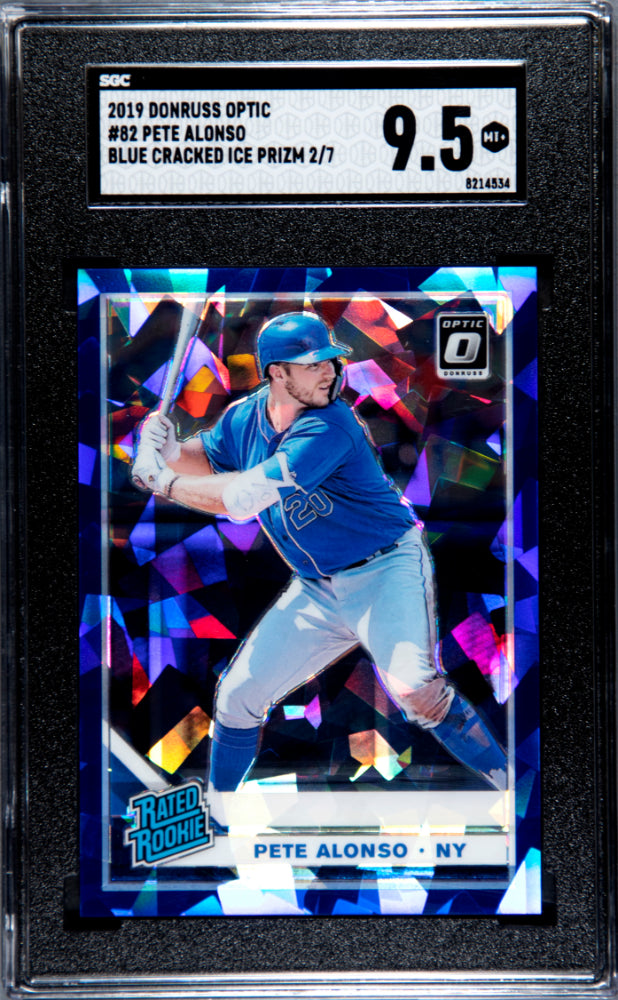 2019 Donruss Optic Pete Alonso #82 Blue Cracked Ice Prizm /7 SGC 9.5