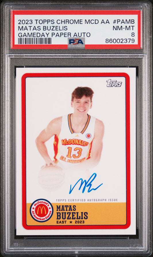 2023 Topps Chrome Mcdonald's AA Gameday Paper Auto Matas Buzelis PSA 8