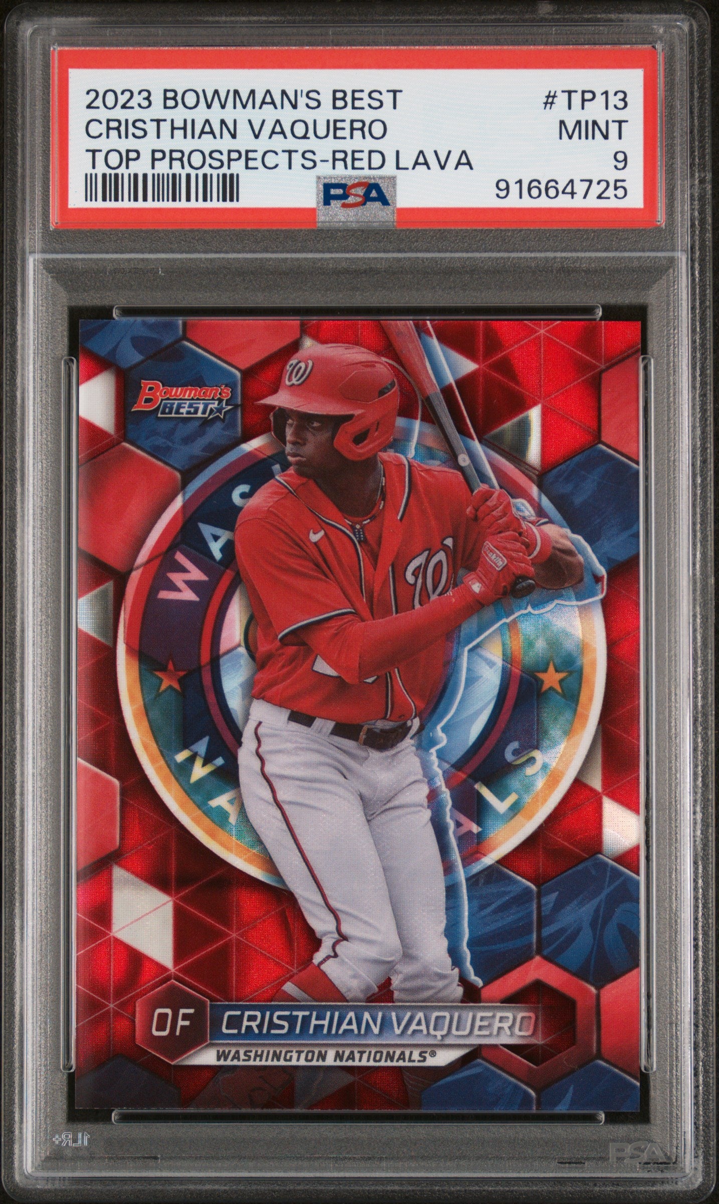 2023 Bowman's Best Top Prospects Cristhian Vaquero #TP13 Red Lava PSA 9