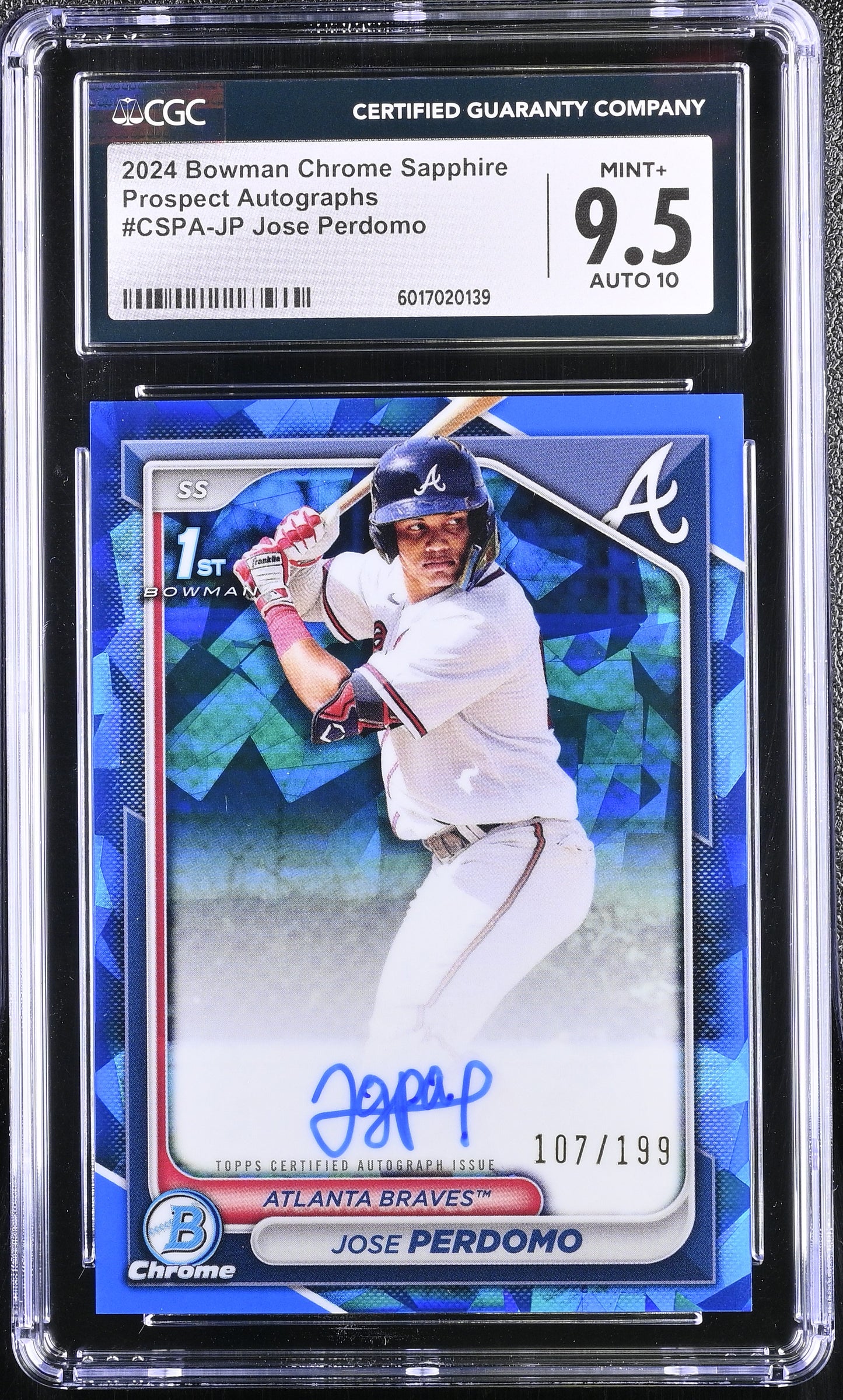 2024 Bowman Chrome Sapphire Jose Perdomo #CSPA-JP Autograph /199 CGC 9.5