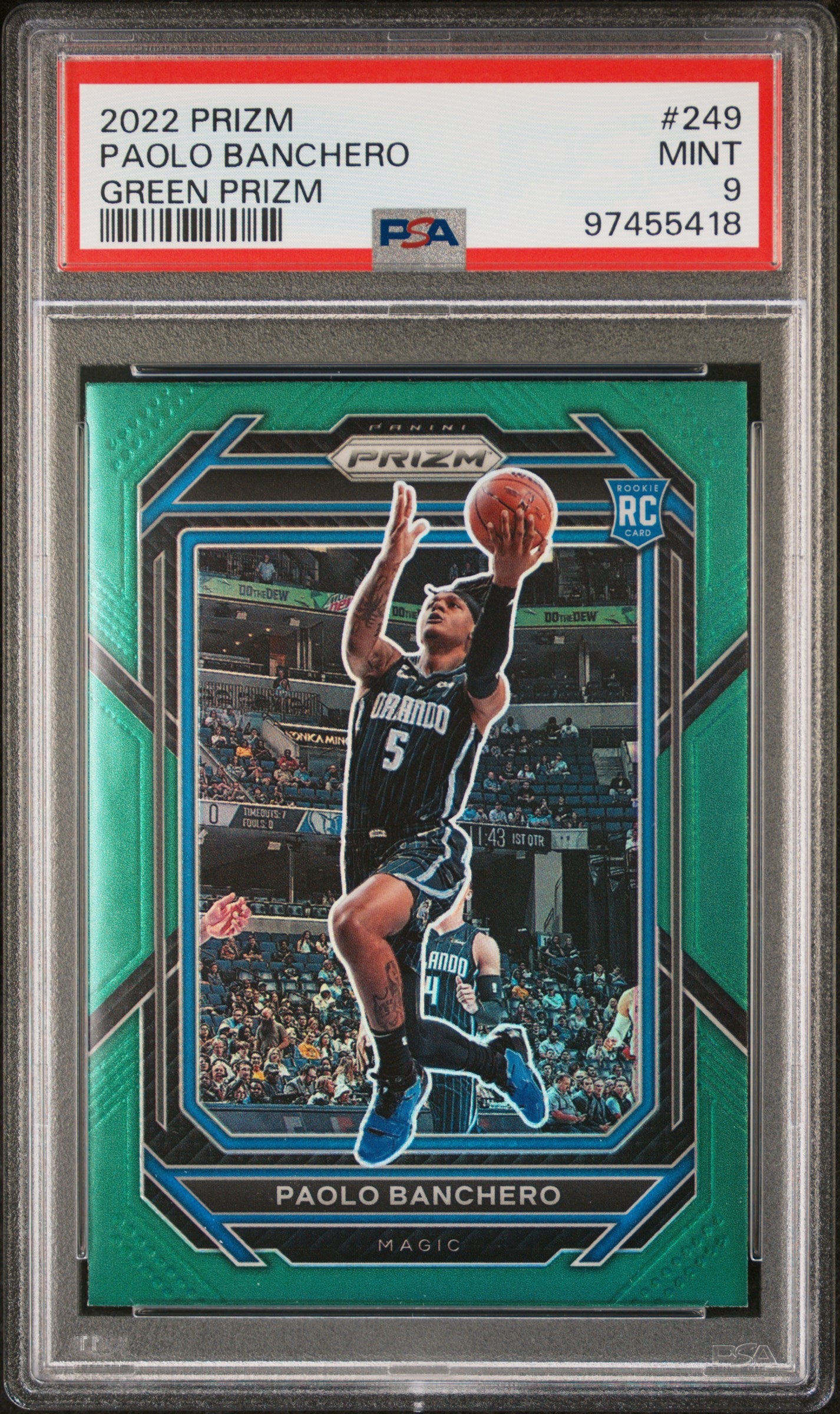 2022 Panini Prizm Paolo Banchero #249 Green Prizm Rookie PSA 9