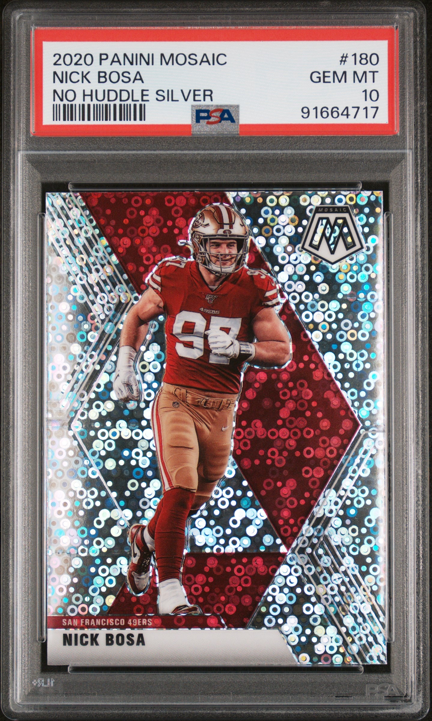 2020 Panini Mosaic Nick Bosa #180 No Huddle Silver PSA 10