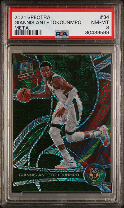 2021 Panini Spectra Giannis Antetokounmpo #34 Meta /25 PSA 8