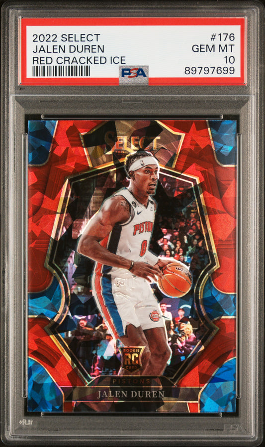 2022 Panini Select Jalen Duren #176 Red Cracked Ice PSA 10