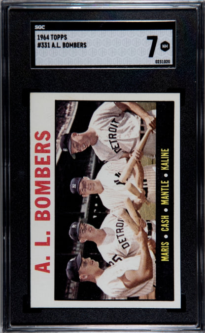 1964 Topps AL Bombers Roger Maris Mickey Mantle Norm Cash Al Kaline #331 SGC 7