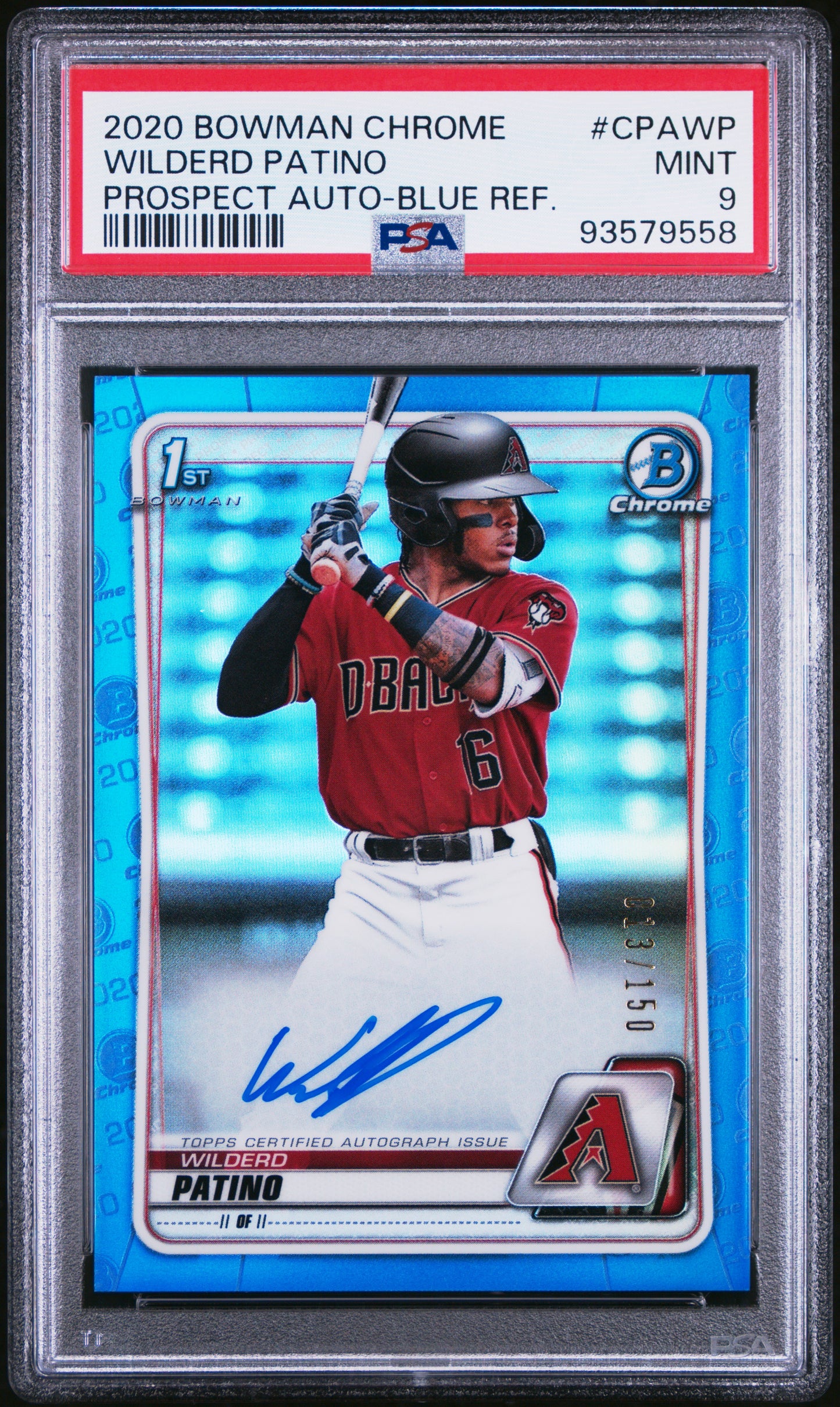 2020 Bowman Chrome Prospect Wilderd Patino Auto Blue Refractor PSA 9