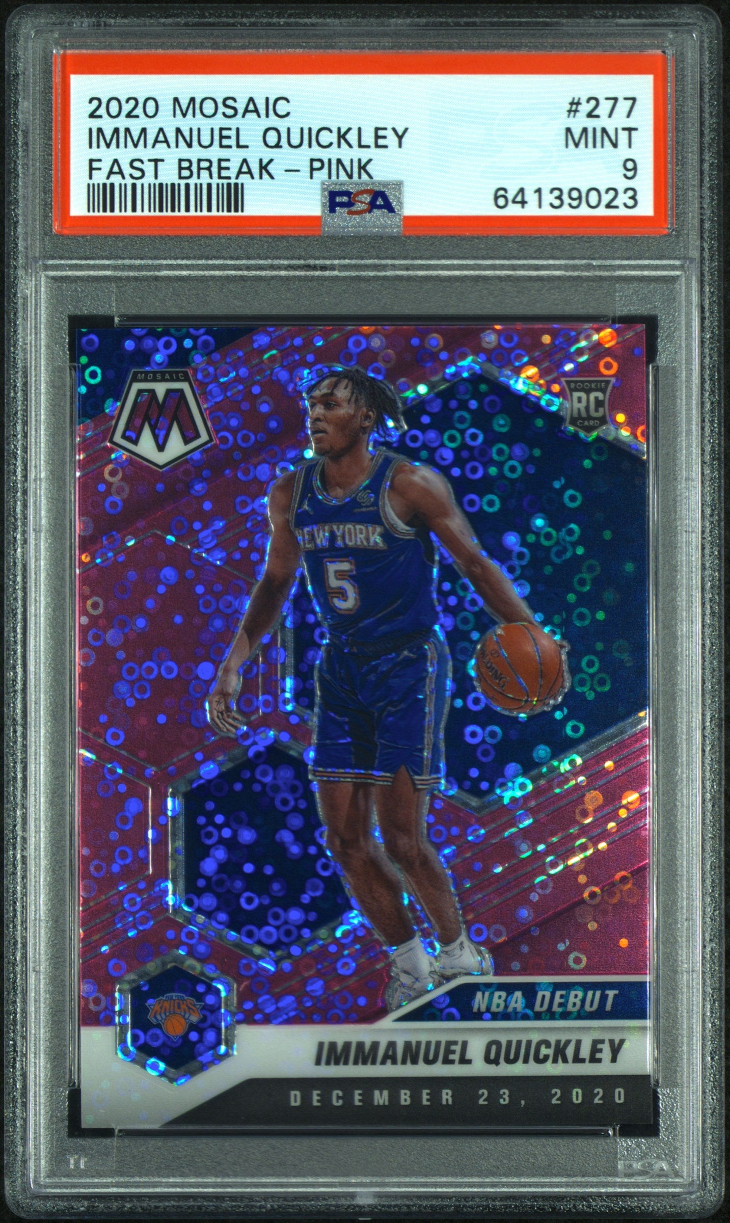 2020 Panini Mosaic Immanuel Quickley #277 Fast Break Pink /20 PSA 9