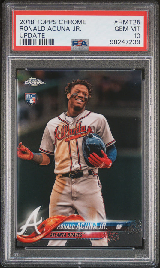 2018 Topps Chrome Update Ronald Acuna Jr. #HMT25 Update Rookie PSA 10