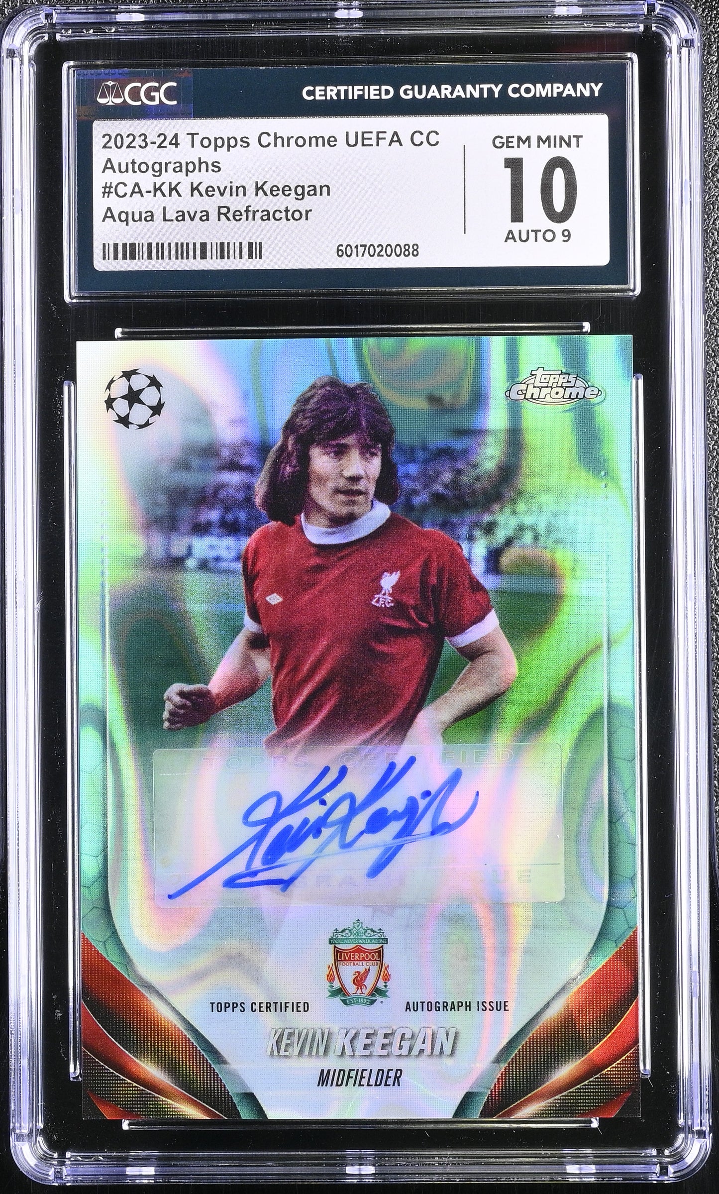 2023-24 Topps Chrome UEFA CC Kevin Keegan #CA-KK Aqua Lava Autographs CGC 10