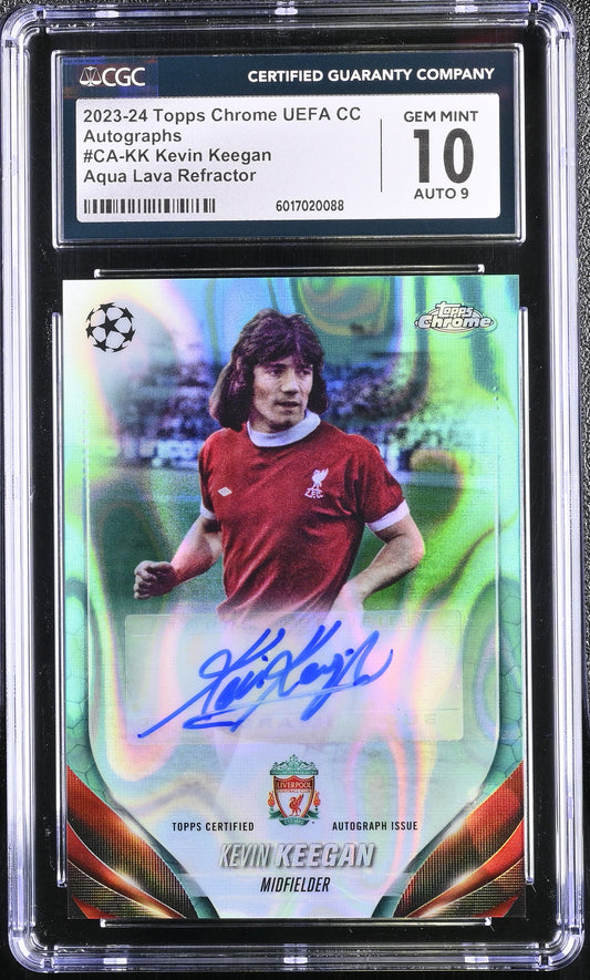 2023-24 Topps Chrome UEFA CC Kevin Keegan #CA-KK Aqua Lava Autographs CGC 10