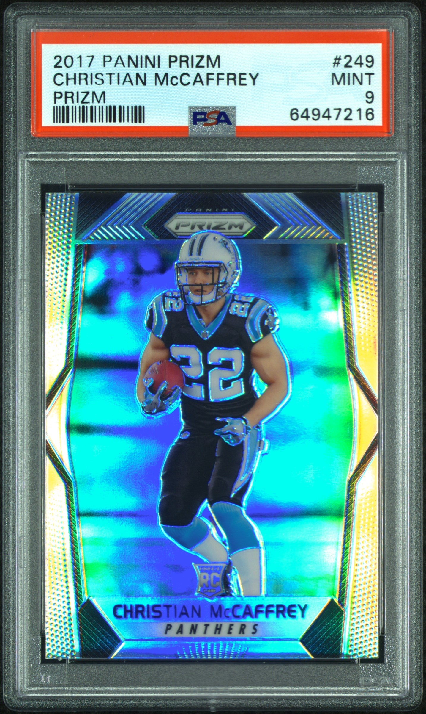 2017 Panini Prizm Christian Mccaffrey #249 Silver Prizm Rookie PSA 9