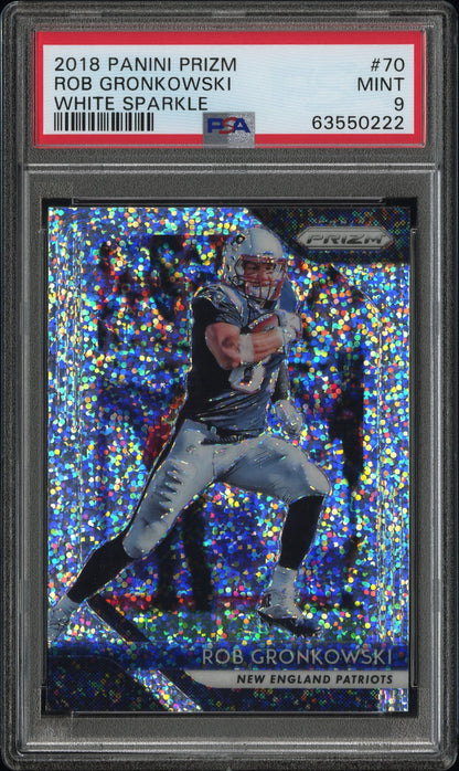 2018 Panini Prizm Rob Gronkowski #70 White Sparkle PSA 9