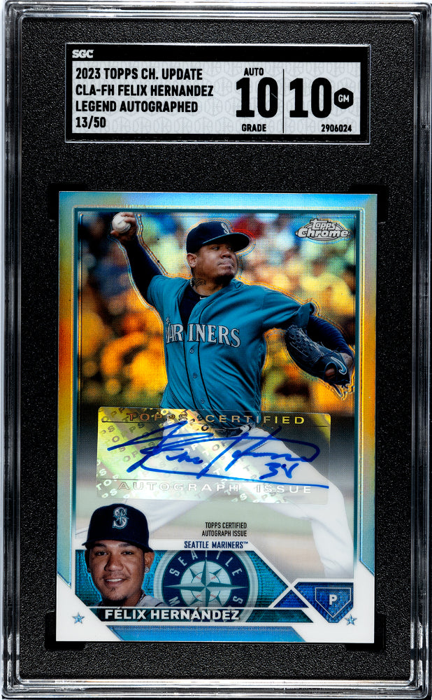 2023 Topps Chrome Update Felix Hernandez #CLA-FH Legend Autograph /50 SGC 10