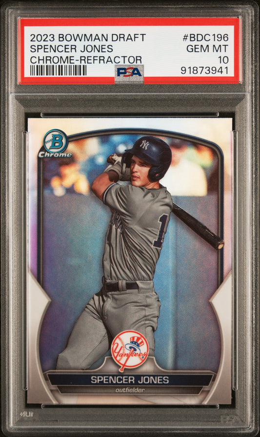 2023 Bowman Draft Spencer Jones #BDC196 Chrome Refractor PSA 10