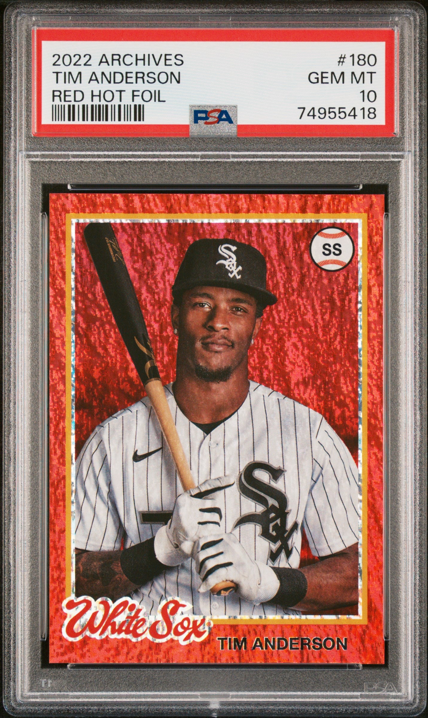 2022 Topps Archives Tim Anderson #180 Red Hot Foil /50 PSA 10