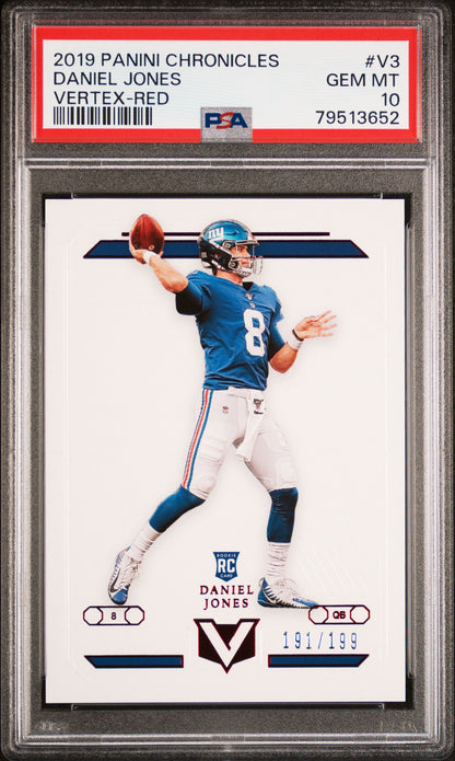 2019 Panini Chronicles Vertex Daniel Jones #V3 Vertex Red /199 PSA 10