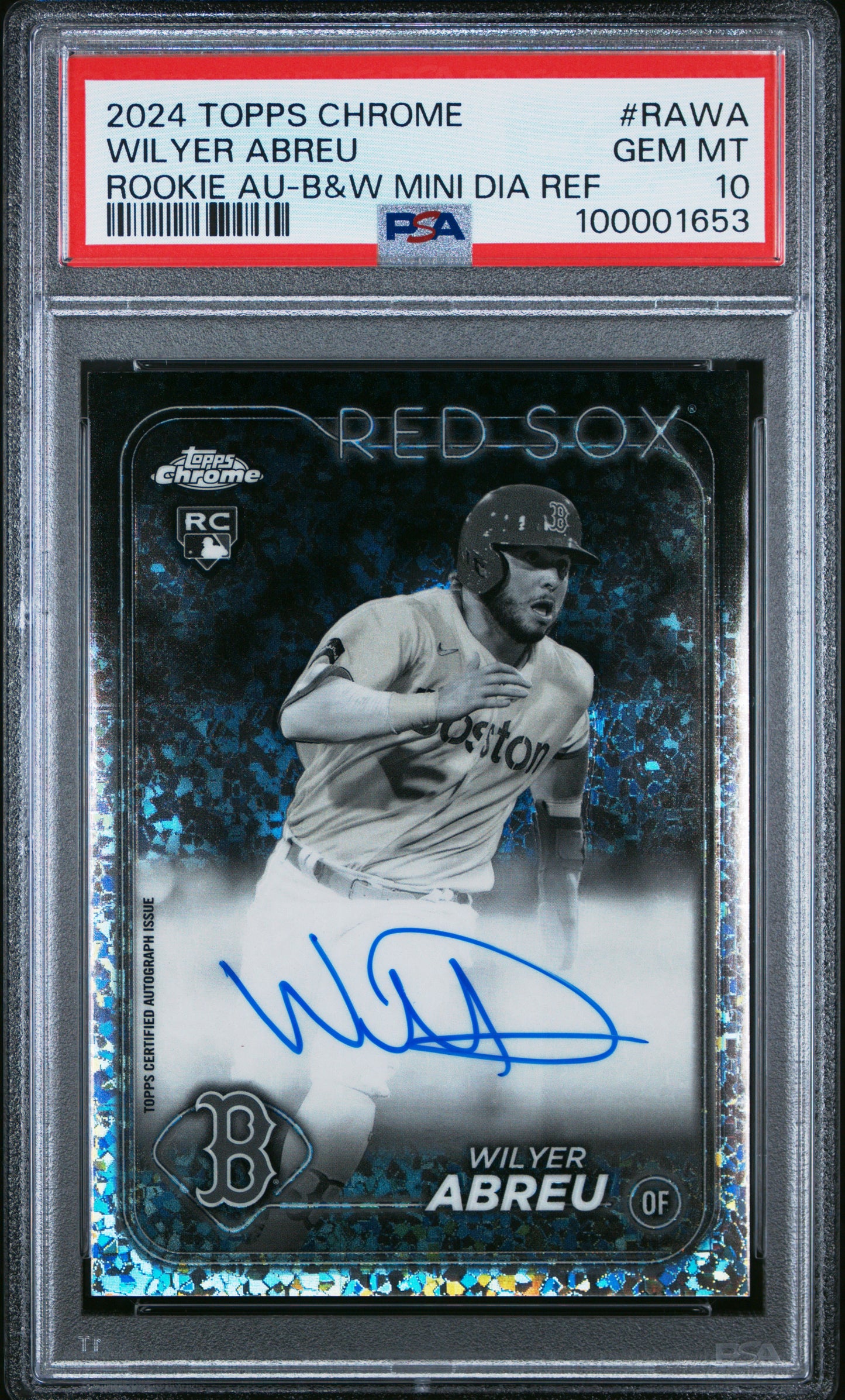 2024 Topps Chrome Wilyer Abreu #RAWA B&W Mini Diamond Autograph Rookie PSA 10