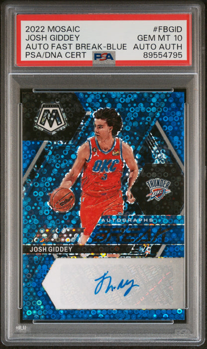 2022 Panini Mosaic Autographs Fast Break Josh Giddey #FBGID Blue /25 PSA 10