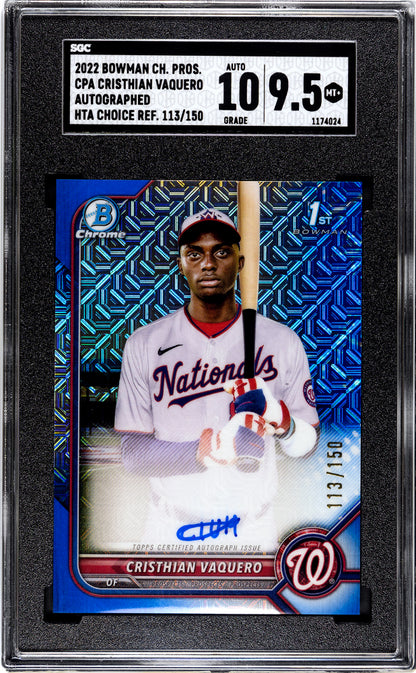 2022 Bowman Chrome Cristhian Vaquero Autograph Hta Choice Refractor SGC 9.5