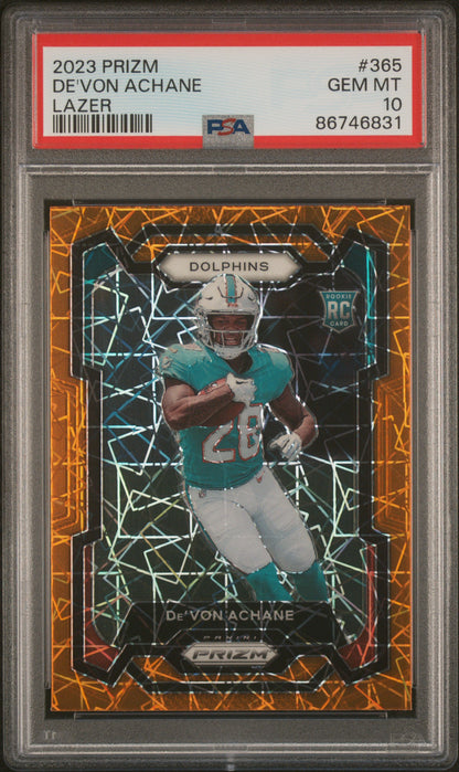 2023 Panini Prizm De'von Achane #365 Lazer Rookie PSA 10