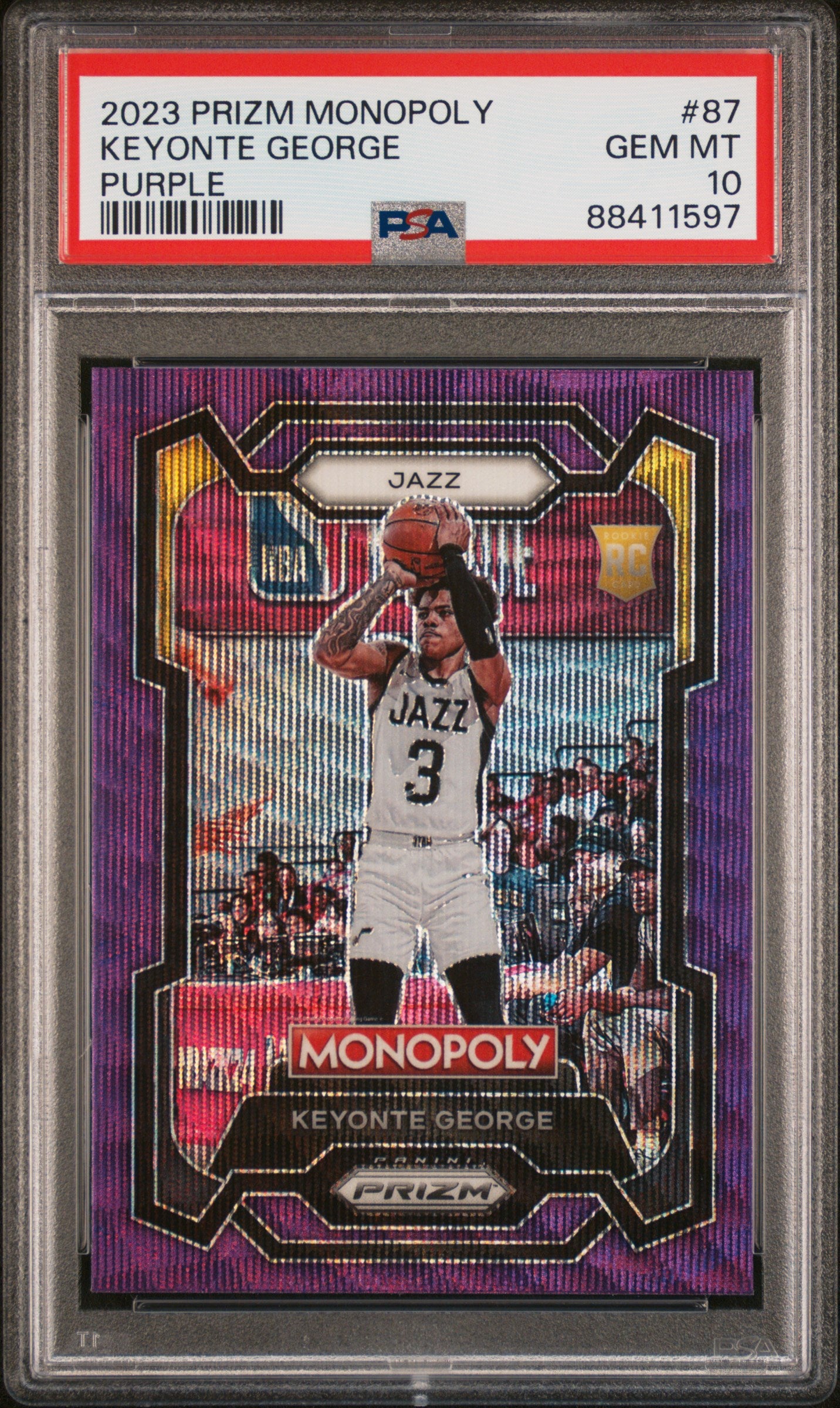 2023 Panini Prizm Monopoly Keyonte George #87 Purple PSA 10