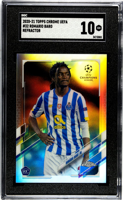 2020-21 Topps Chrome Uefa Romario Baro #32 Refractor SGC 10