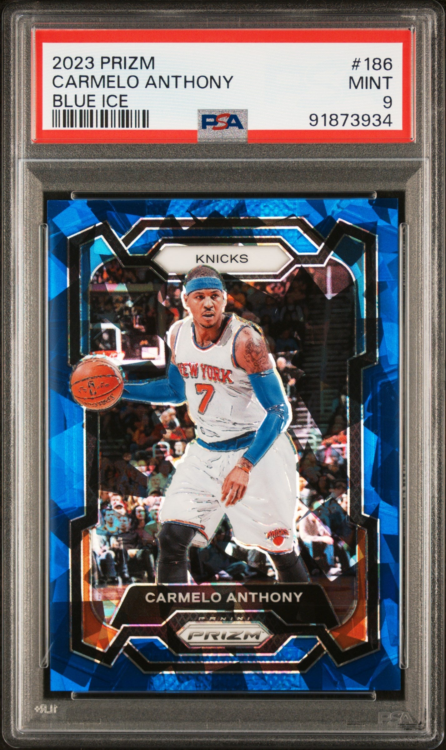 2023 Panini Prizm Carmelo Anthony #186 Blue Ice /125 PSA 9