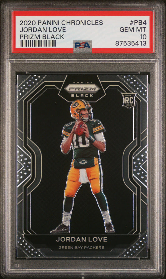 2020 Panini Chronicles Jordan Love #PB4 Prizm Black PSA 10