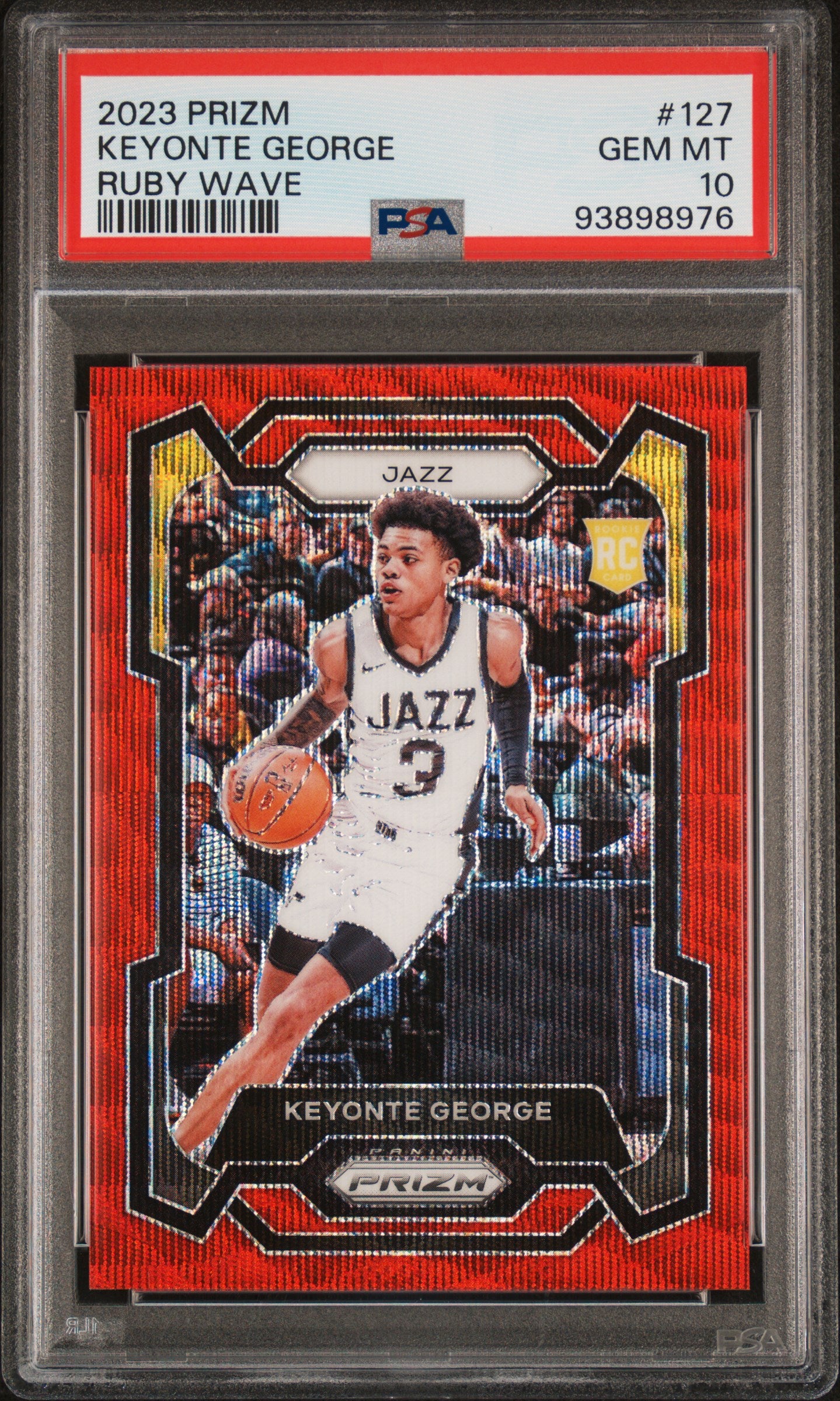 2023 Panini Prizm Keyonte George #127 Ruby Wave PSA 10