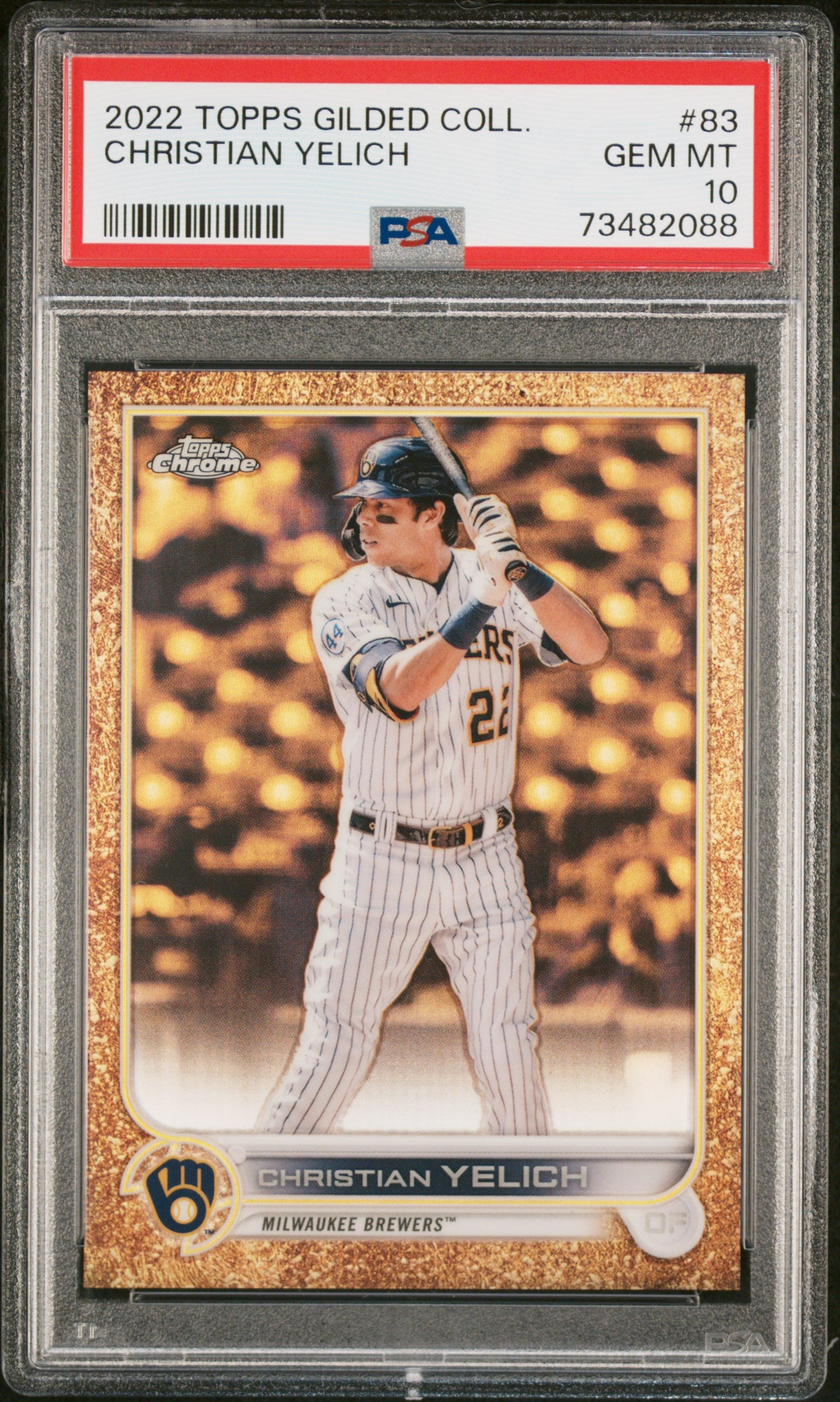 2022 Topps Gilded Collection Christian Yelich #83 /99 PSA 10