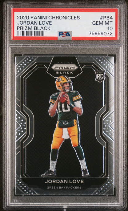 2020 Panini Chronicles Prizm Black Jordan Love #PB4 Prizm Black PSA 10